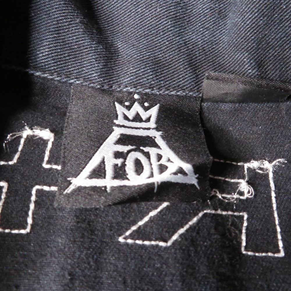 Fall Out Boy Black Denim Band Vest Skeleton Boys Back Patch Mens Small FOB Rock - Picture 4 of 8